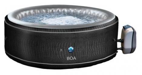 SPA BOA Whirlpool aufblasbar rund, Krokodil-Optik, 5 Personen Selbstaufblasend, beheizter Pool Outdoor & Indoor, Ø 195cm, 130 Wellness Luftdüsen